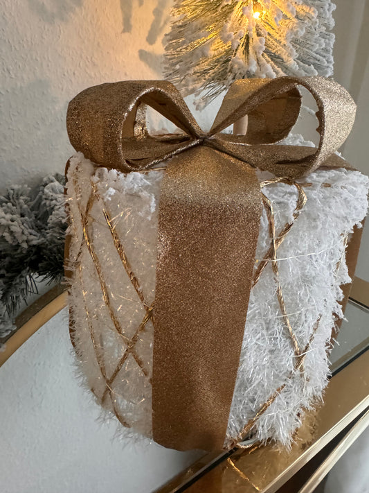 Weihnachtsgeschenk Dekoration LED weiß/ gold Gr.M von Countryfield