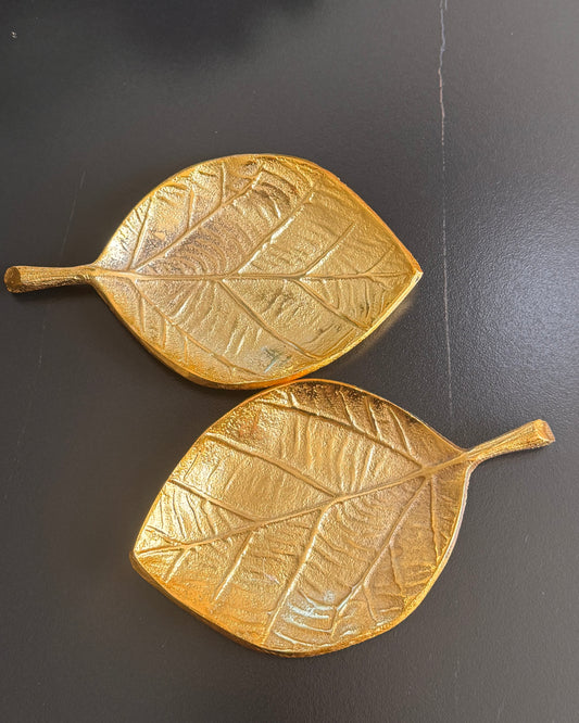 Blatt Tablett Autumn goldfarben von Exner