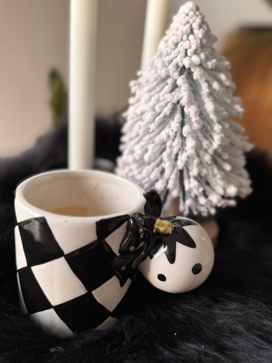 Weinachtsbecher Weihnachtskugelgriff Schwarz Weiß von Clayre & Eef