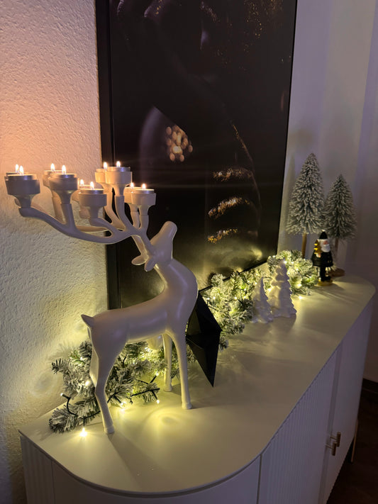 Eleganter Hirsch-Kerzenleuchter Clair Blanc von Exner