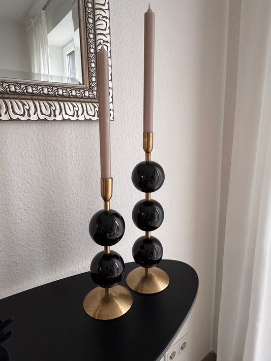 Kerzenhalter Yara Kugelform in Schwarz/ Gold Größe 27 cm