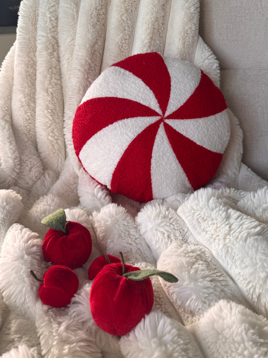 Weihnachtskissen Zuckerstange rund Rot/Weiß ø 39,2 x 39,2 cm