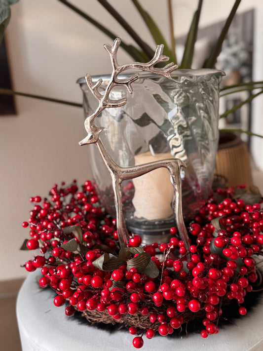 Dekorativer Hirsch aus Metall in Silber von Wurm