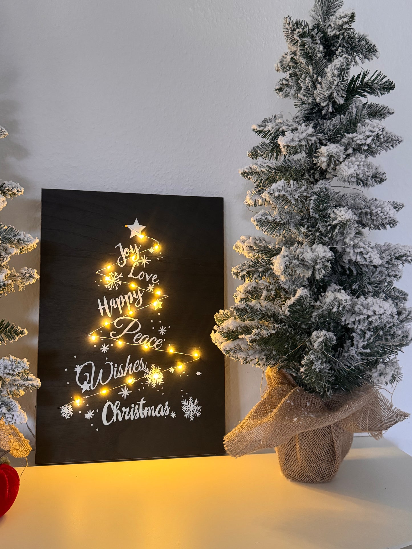 Wanddekoration Weihnachten mit LED in Schwarz 50x35 cm