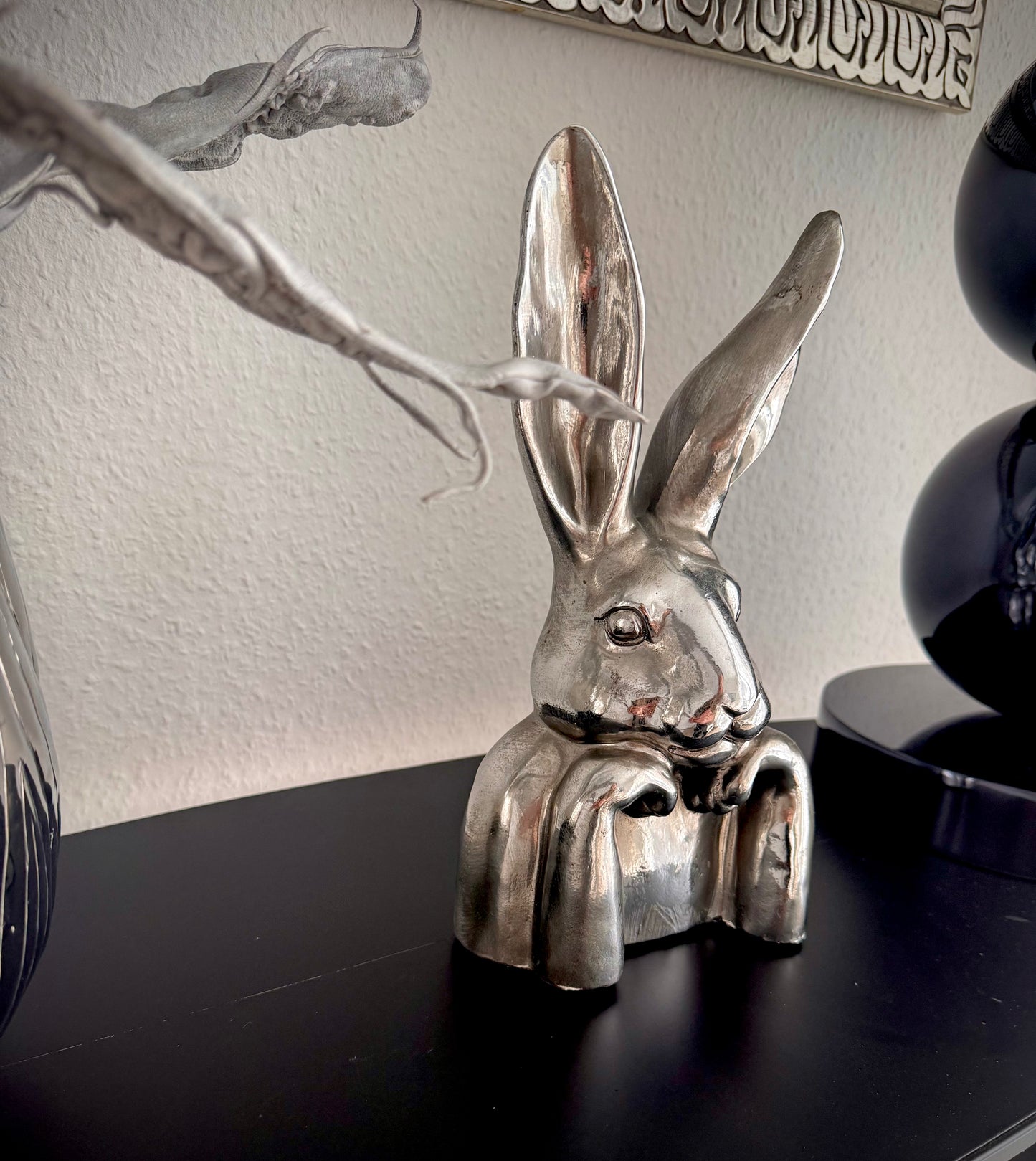Hasen Kopf ArgenT stilvolle Osterdeko von Exner in Silber ca.30 cm