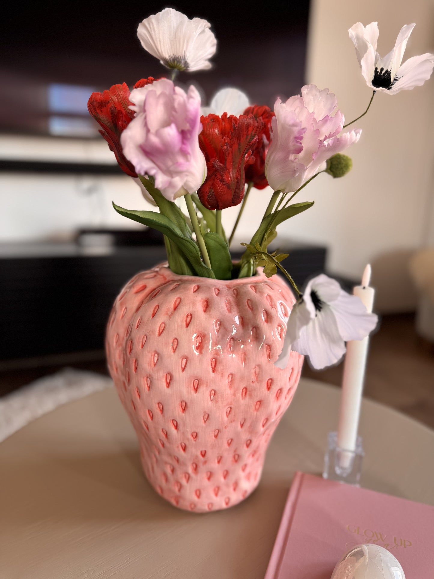 Erdbeer Vase rosa von Countryfield XL