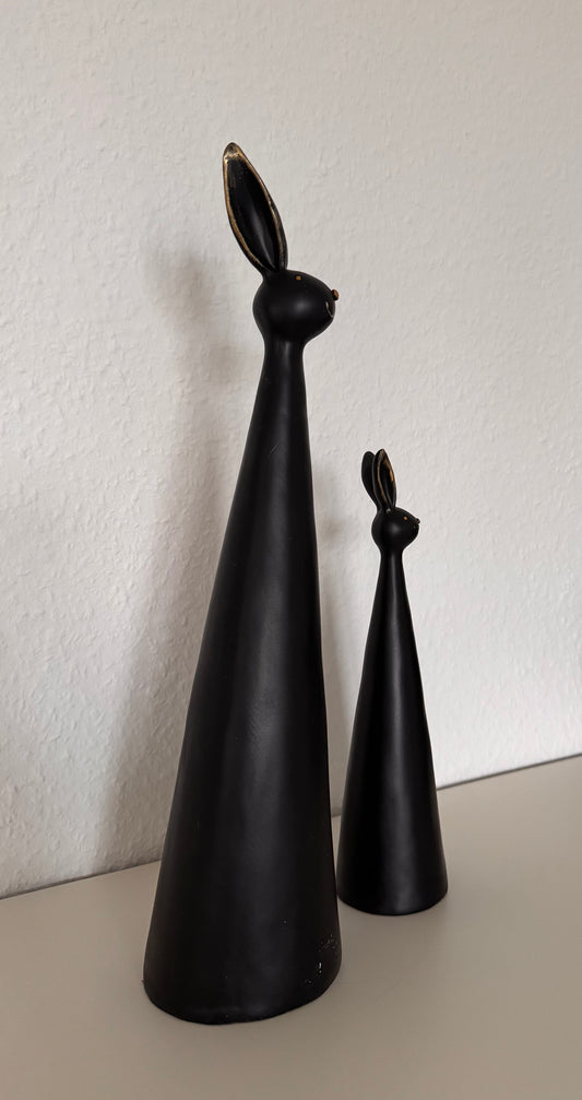 Moderner Deko-Hase Bella in Schwarz Matt 42 cm