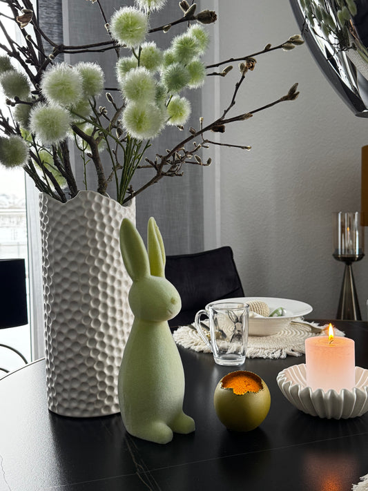 Osterhase beflockt in Grün 30 cm von Wurm