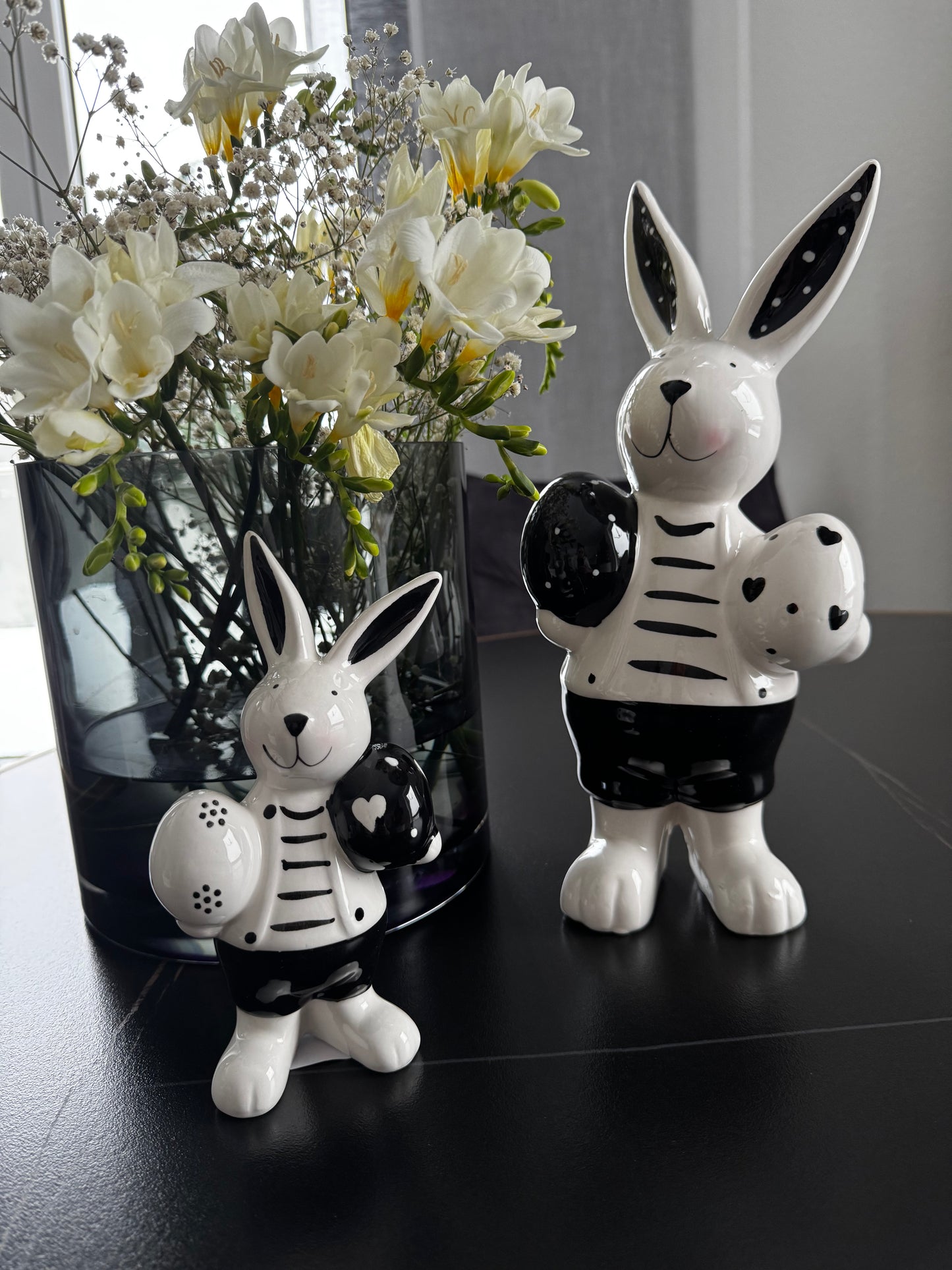 Keramik Hase in Schwarz/ Weiß 29 cm von Wurm