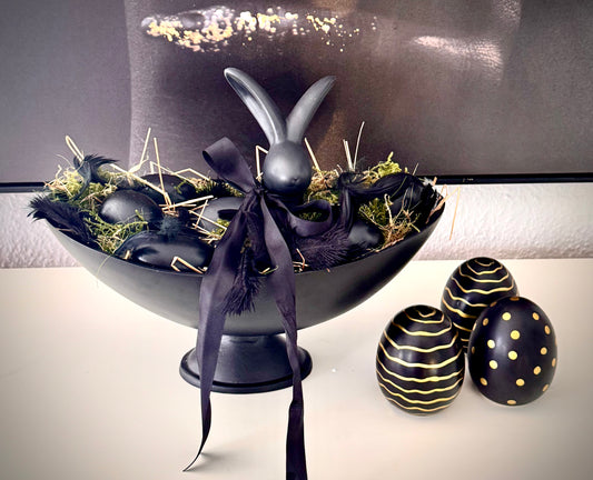 Deko Eier 3er Set in Schwarz/Gold von Exner 9 cm