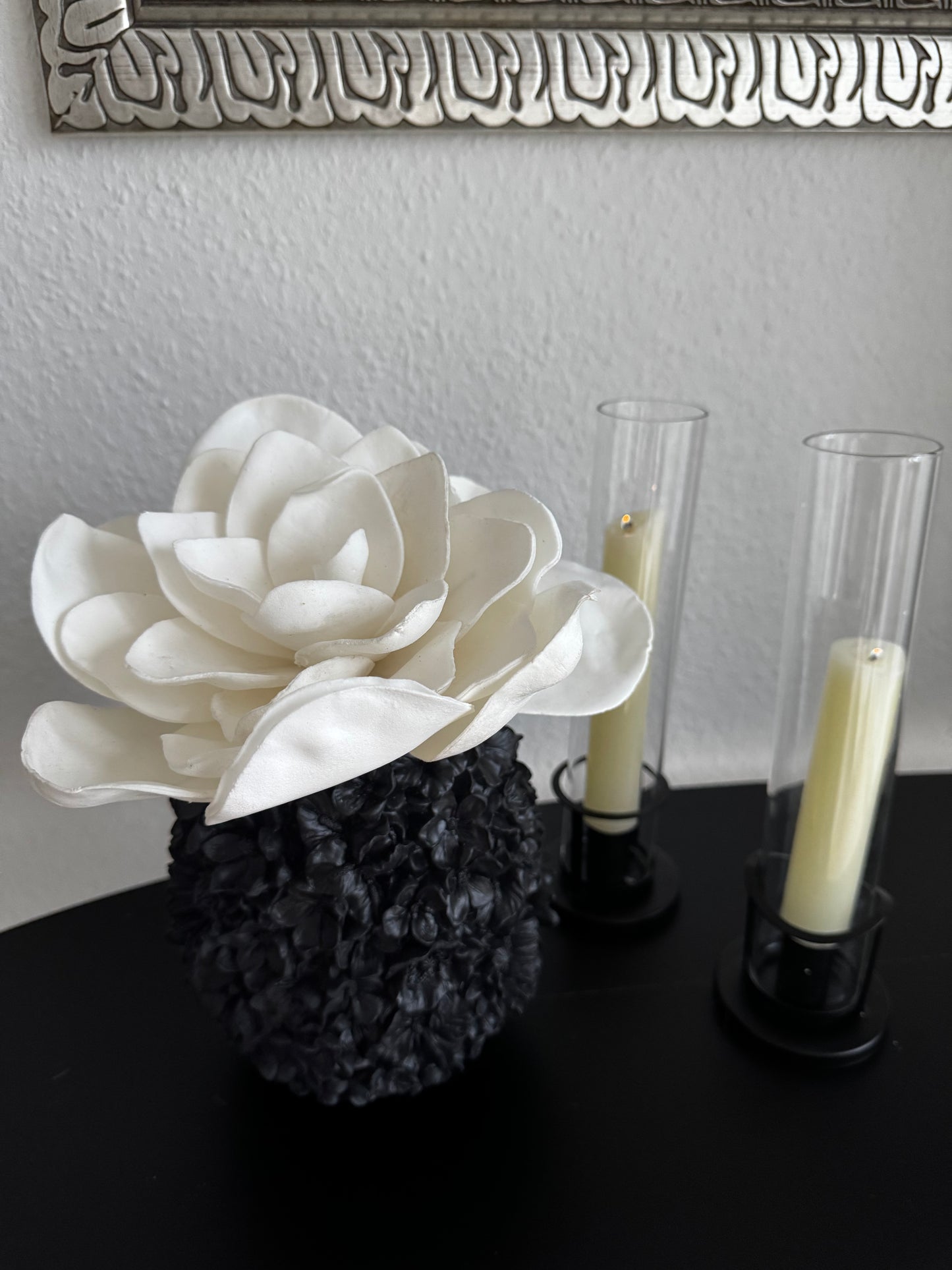 Moderner Kerzenhalter aus Glas & schwarzem Metall von Exner
