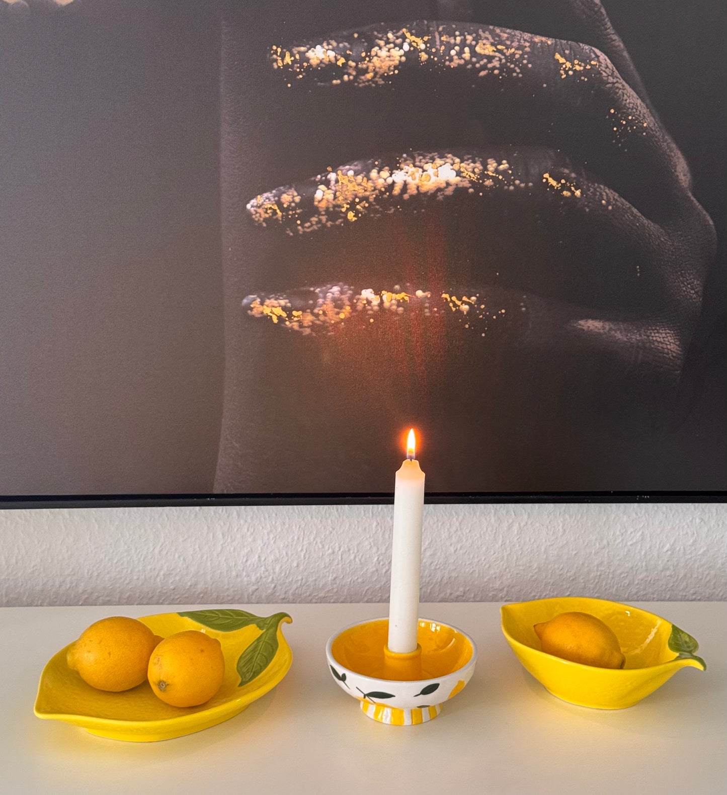 Kerzenhalter mit Zitronenmuster
