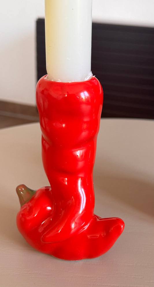 Kerzenhalter Paprika/ Chili rot aus Steingut