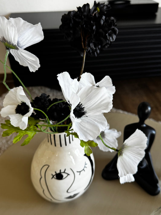 Blumenvase Frau in Schwarz/Weiß von Wurm 20 cm