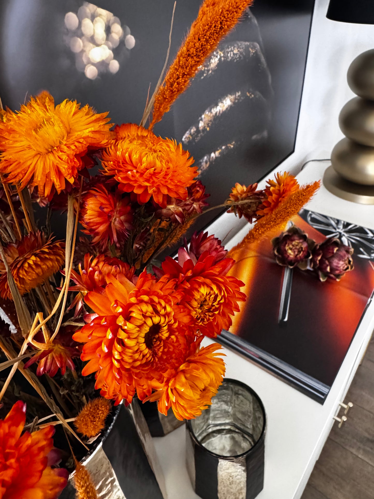 Strohblumen Bund getrocknet in Orange- langlebige Deko