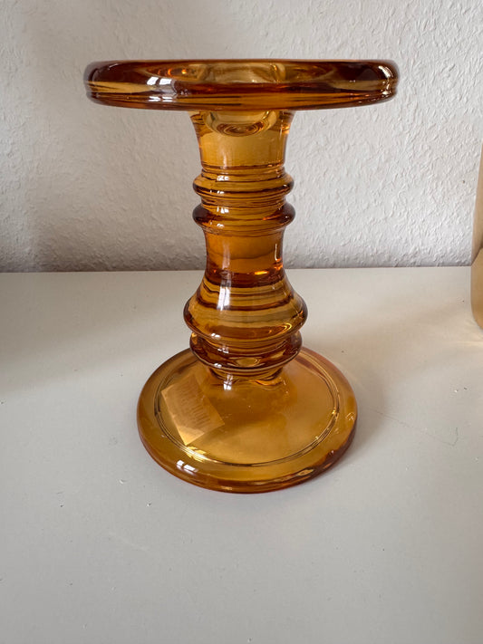 Kerzenhalter PENO bernsteinfarbend Glas von Exner mittelgroß