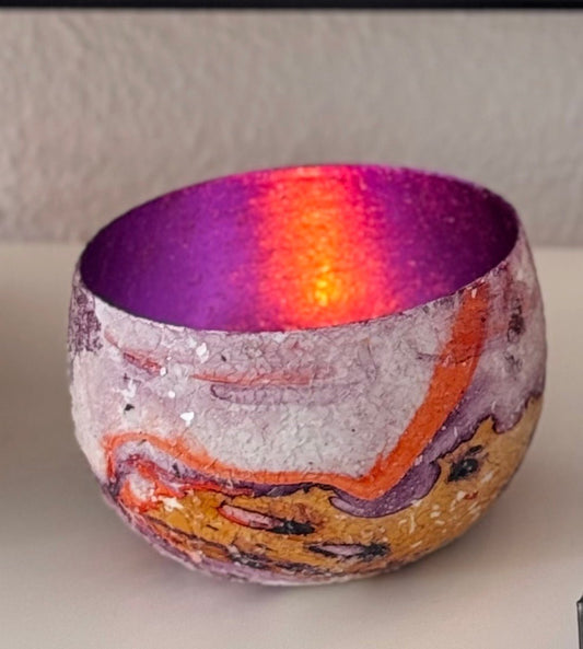 Colmore Teelichthalter/ Votive Iron Mosaic Lilac 12 x12 x 7 cm - JP Lifestyle & More