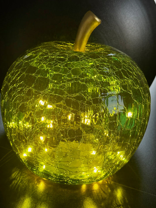 Glasapfel mit 5er LED mit Timer in dunkelgrün 7 cm von Wurm - JP Lifestyle & More