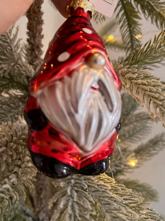 Weihnachtskugel Wichtel in Rot aus Glas von By Lauco