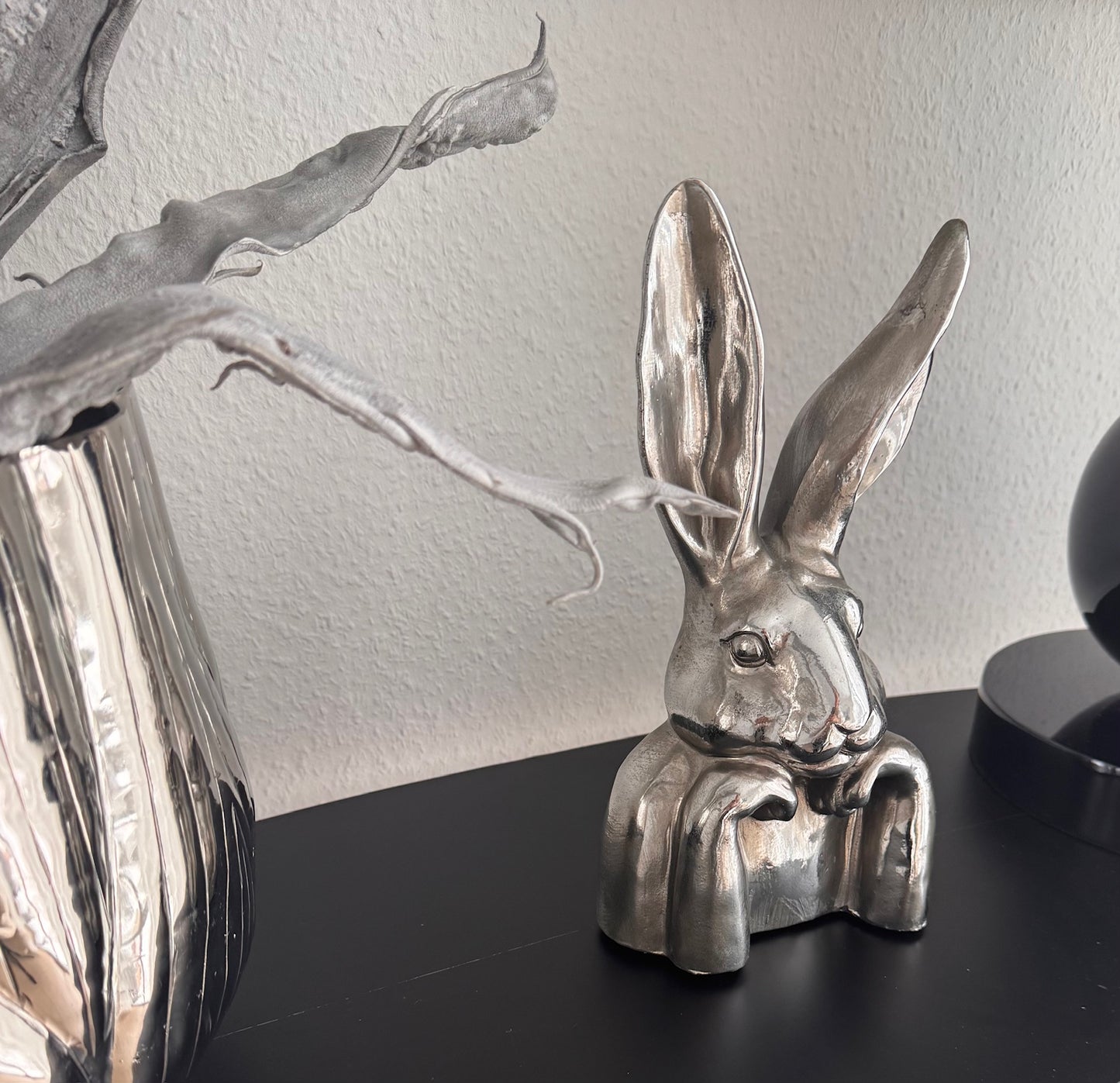 Hasen Kopf ArgenT stilvolle Osterdeko von Exner in Silber ca. 30 cm
