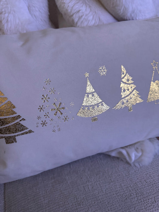 Dekokissen mit Weihnachtsbaum Goldprint 30 x 50 cm von Textino