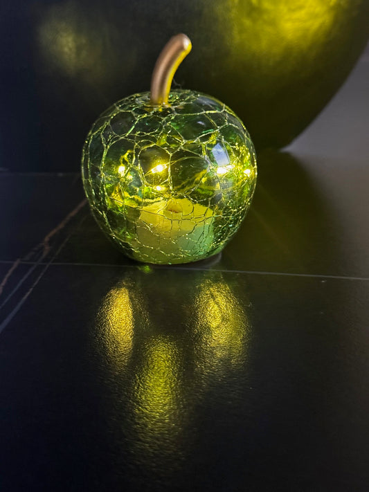Glasapfel mit 5er LED mit Timer in dunkelgrün 7 cm von Wurm