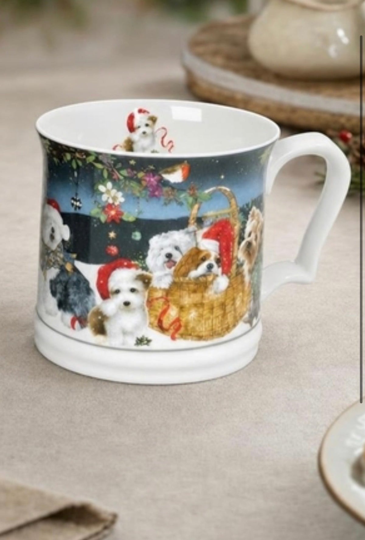 Porzellantasse Chrissie 400 ml – Hunde-Weihnachtsmotiv mit Verpackung - JP Lifestyle & More