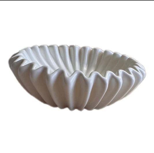 Schale Bowl Plissee Keramik in Weiß von Housevitamin B.V. klein - JP Lifestyle & More
