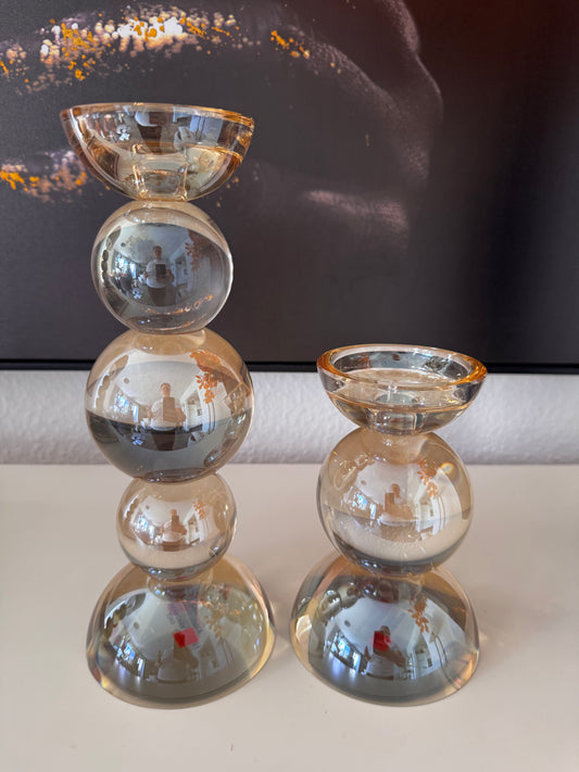 Glas Kerzenhalter ALOUETTE in Gold/Champagner 30 cm Colmore