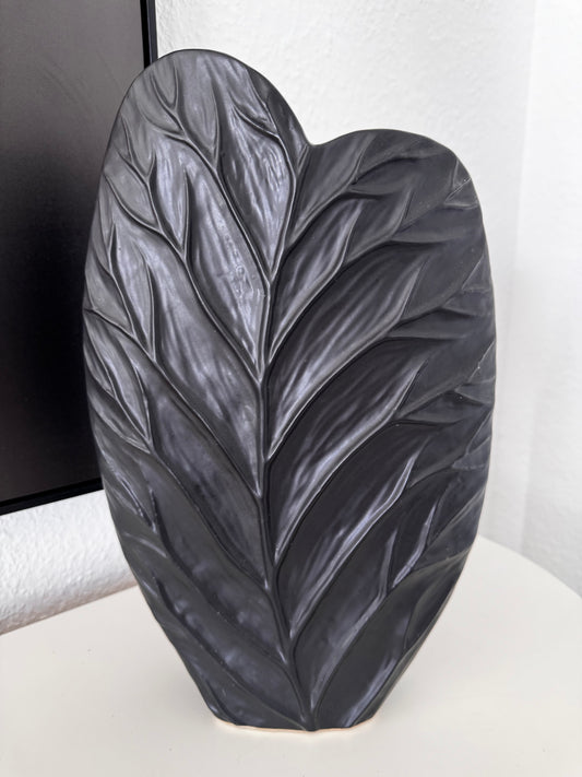 Keramikvase Leaf schwarz 40 cm H.U. Scheulen