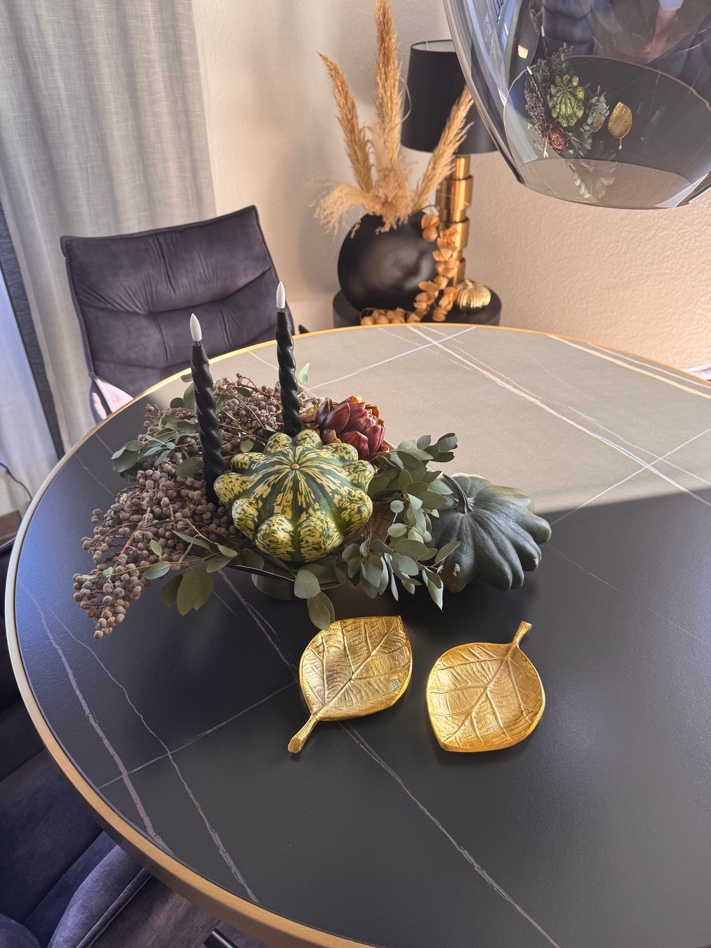 Blatt Tablett Autumn goldfarben von Exner