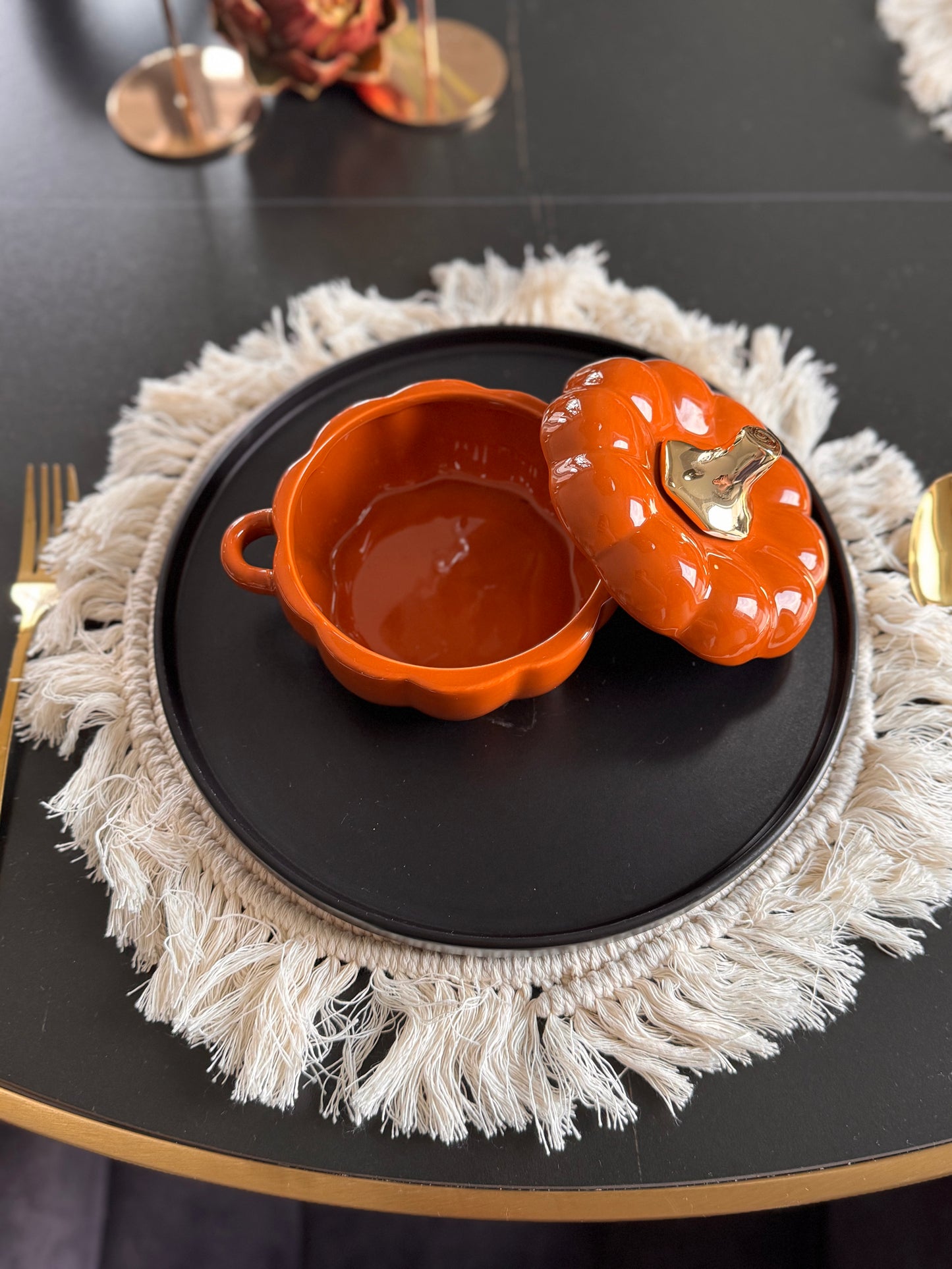 Tischset Handgewebt in Boho Style cremeweiß ø 38 cm von Homexlusive