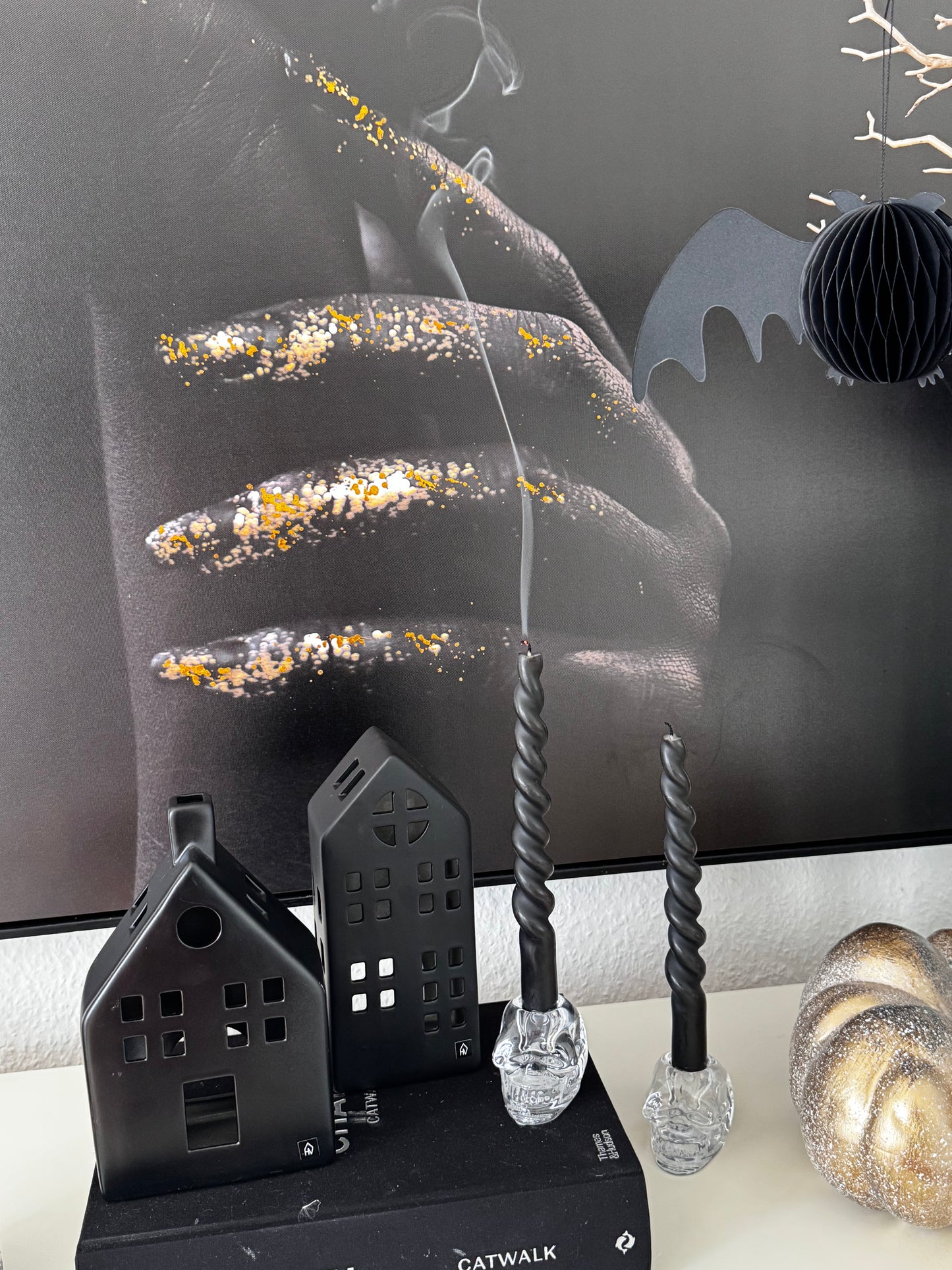 Kerzenhalter Totenkopf Glas transparent 5 cm Boltze Home