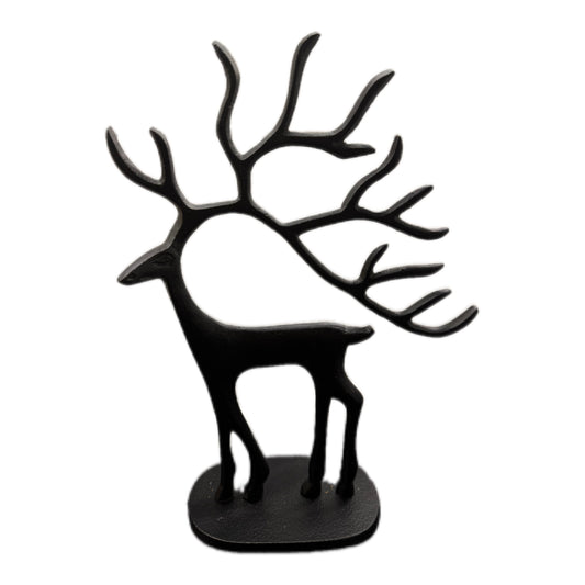 Moderner Hirsch aus Metall in Schwarz 31 cm