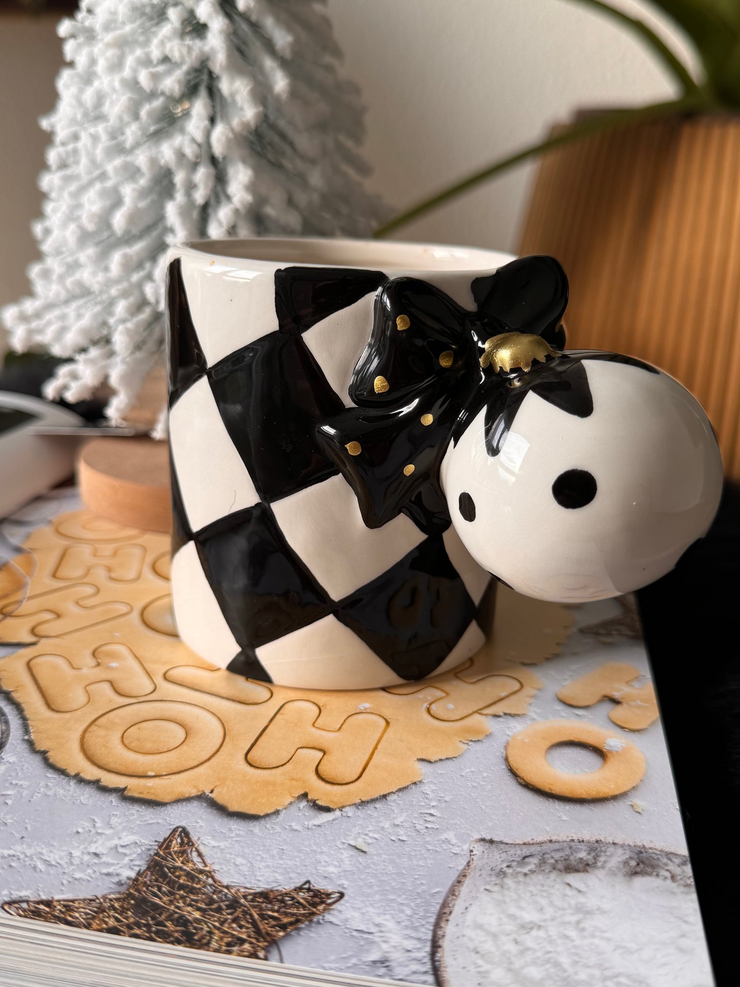 Weinachtsbecher Weihnachtskugelgriff Schwarz Weiß von Clayre & Eef