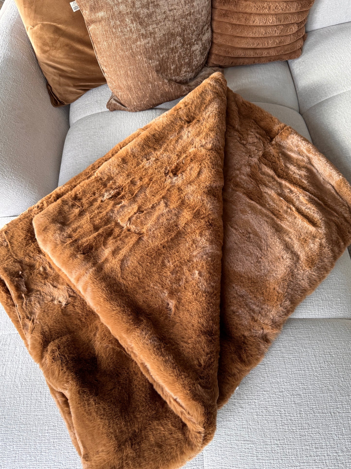 Kuschelige Wohndecke Zinzi  tobacco braun edel 140 x 180 cm