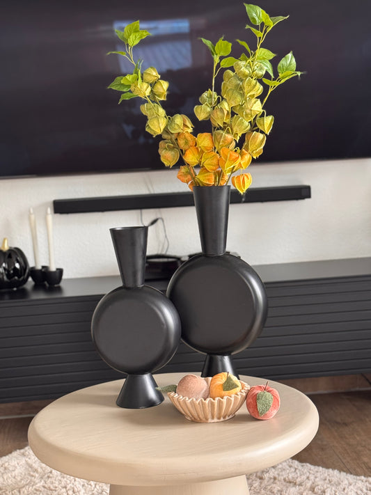 Blumenvase Metall schwarz matt von Colmore 23 x 10 x 44 cm