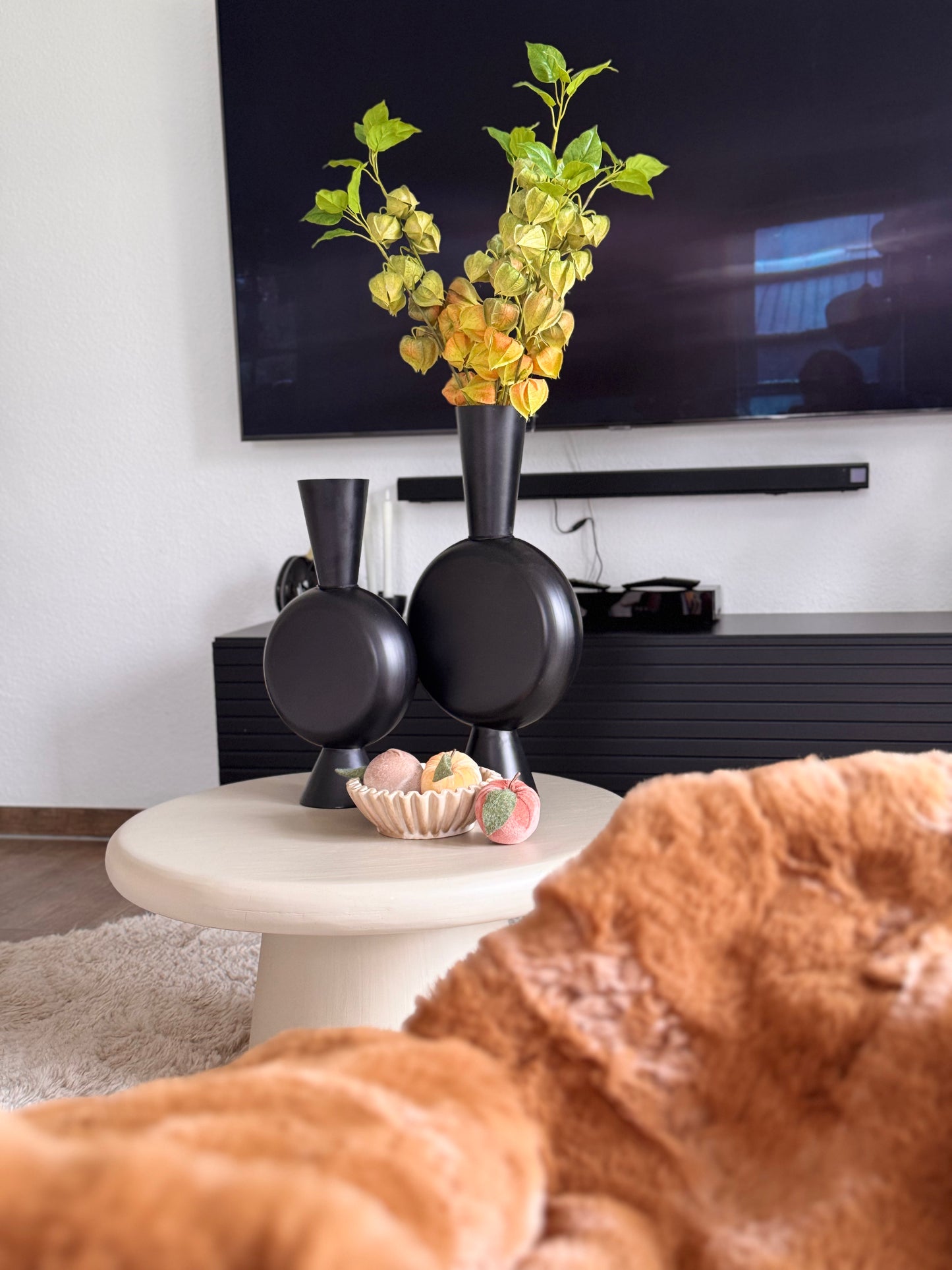 Blumenvase Metall schwarz matt von Colmore 27x10x52 cm