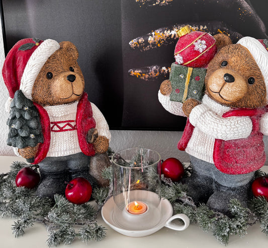 Formano Weihnachts-Teddybär mit LED, 40 cm, handbemalt