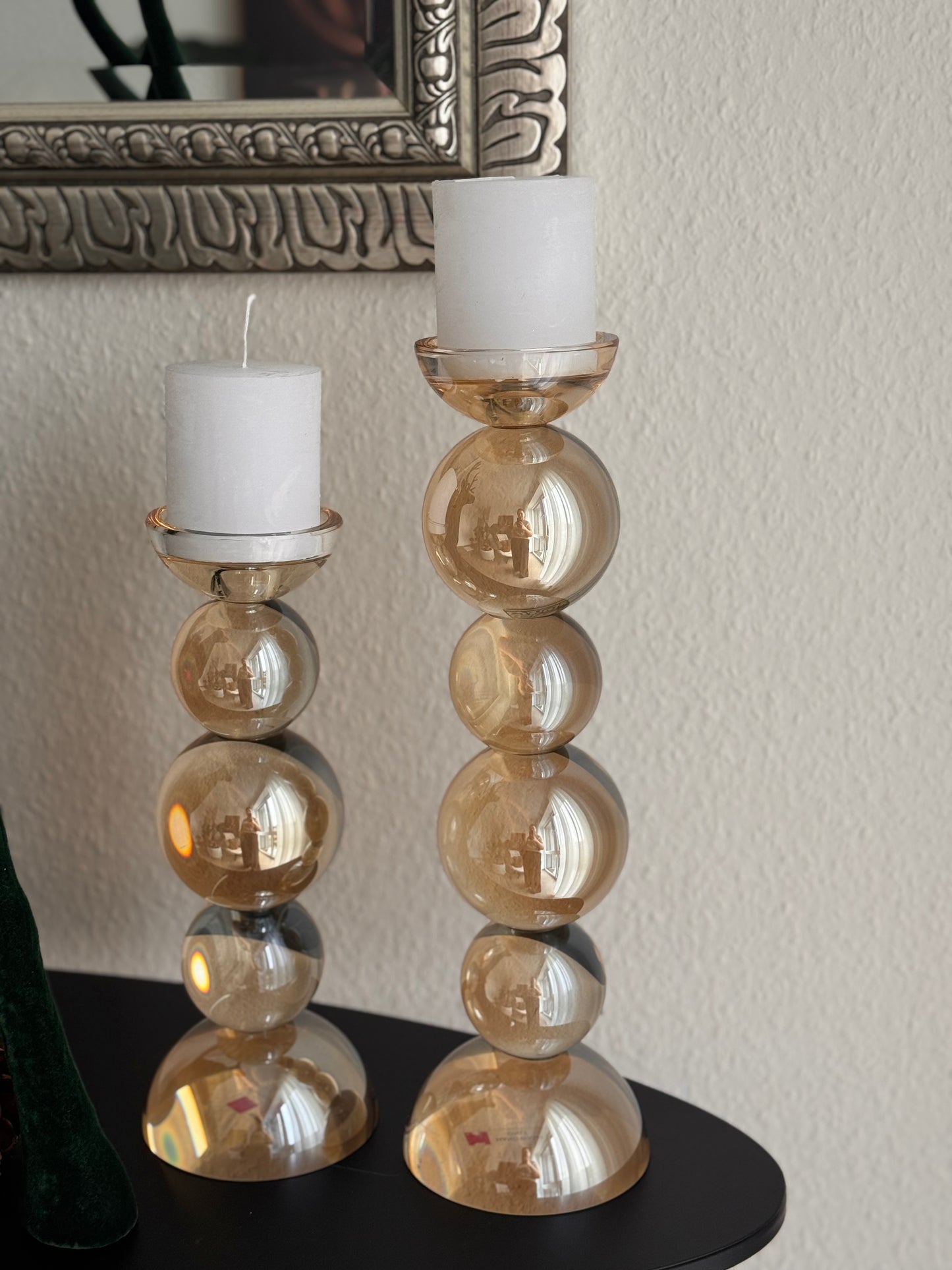 Colmore Kerzenhalter aus Kristallglas Champagnerfarben Höhe 30 cm