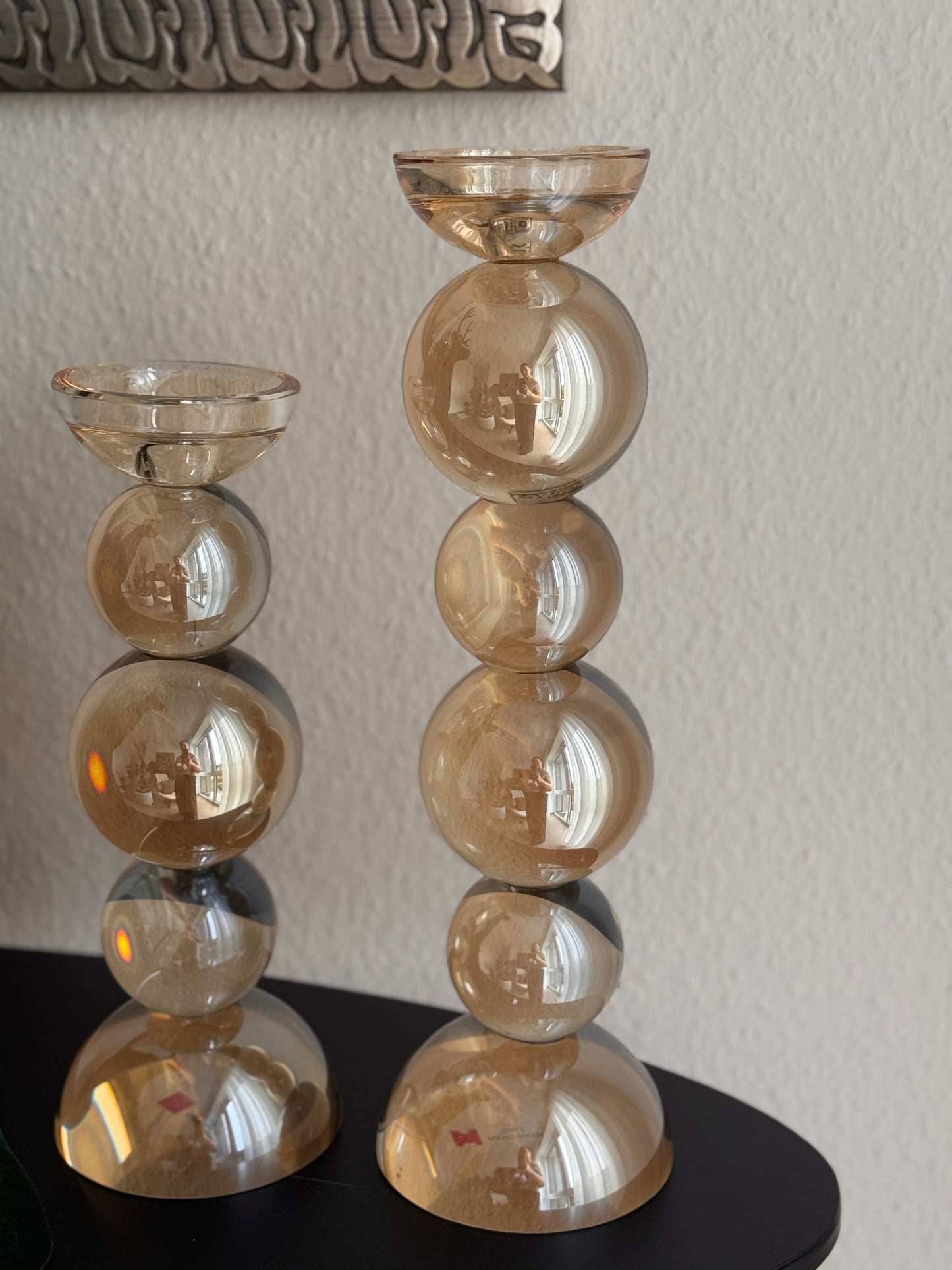 Colmore Kerzenhalter aus Kristallglas Champagnerfarben Höhe 30 cm