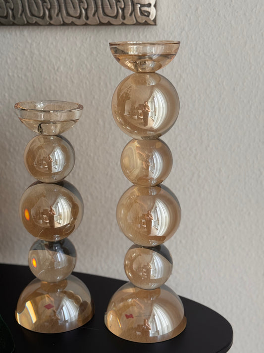 Colmore Kerzenhalter aus Kristallglas Champagnerfarben Höhe 38 cm