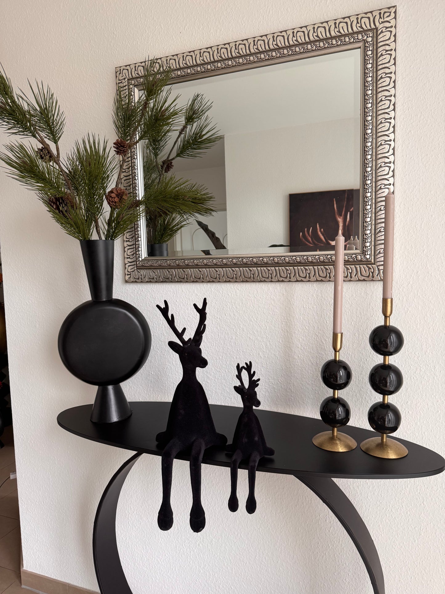 Kerzenhalter Yara  Kugelform in Schwarz/ Gold Größe 37 cm