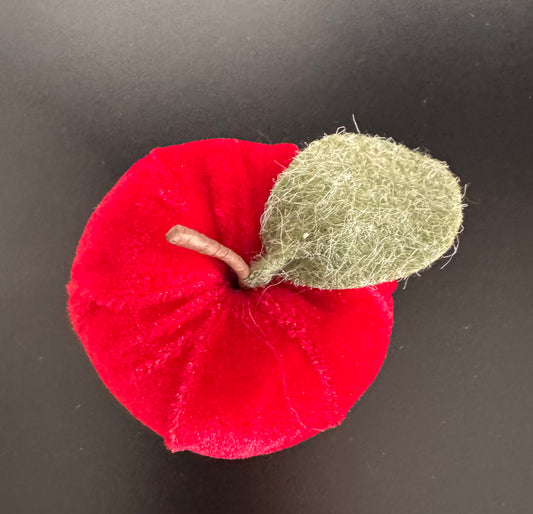 Samt Apfel  Lea  mit Blatt  in Rot 9 cm