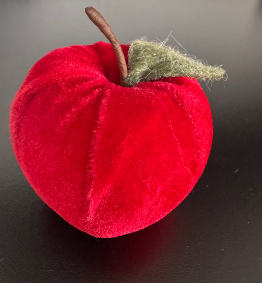 Samt Apfel  Lea  mit Blatt  in Rot 9 cm