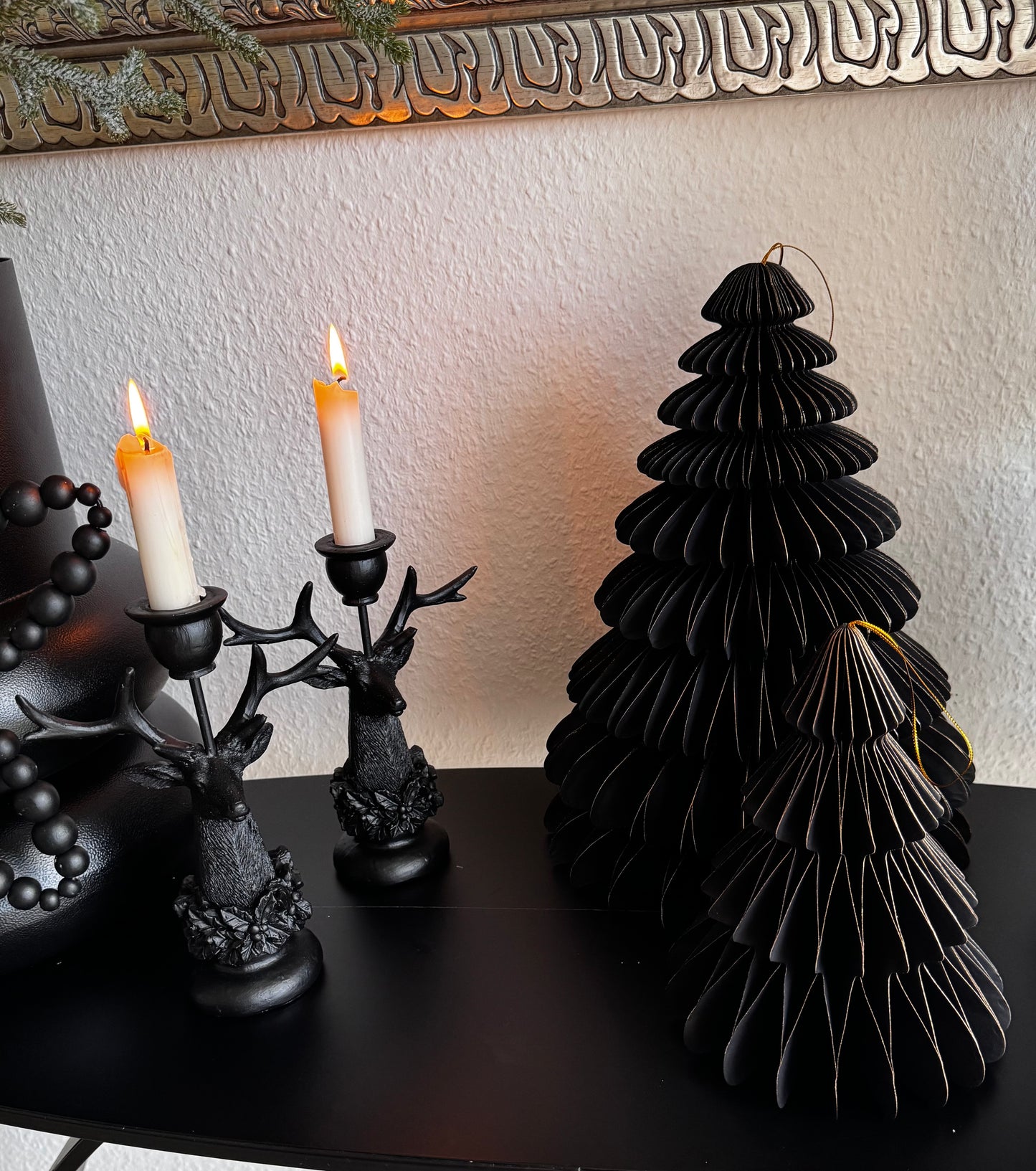 Exner Kerzenhalter Sobre Polyresin Schwarz 15 × 7 × 21 cm