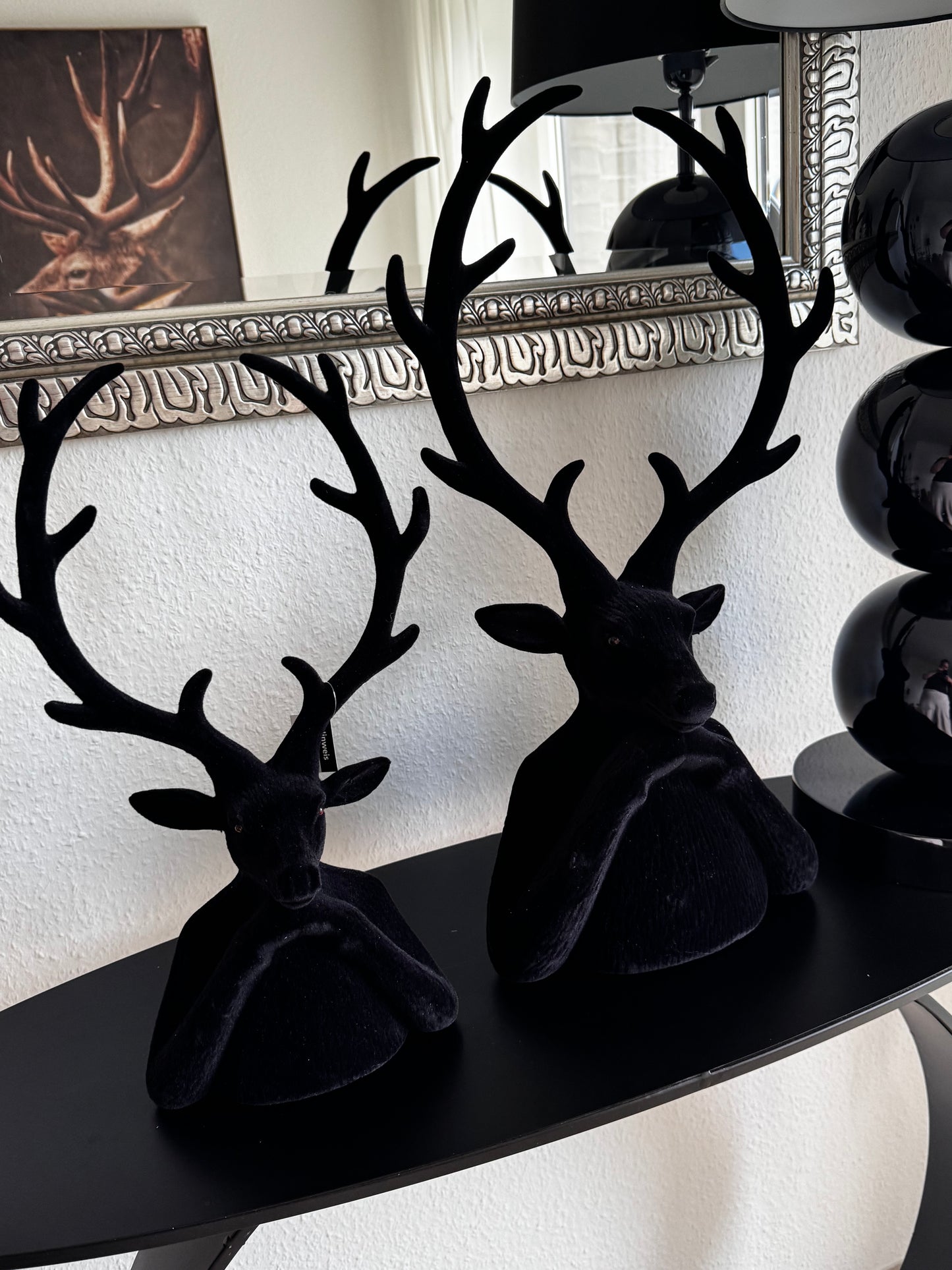 H.U. Scheulen Hirschbüste Schwarz beflockt 45 cm