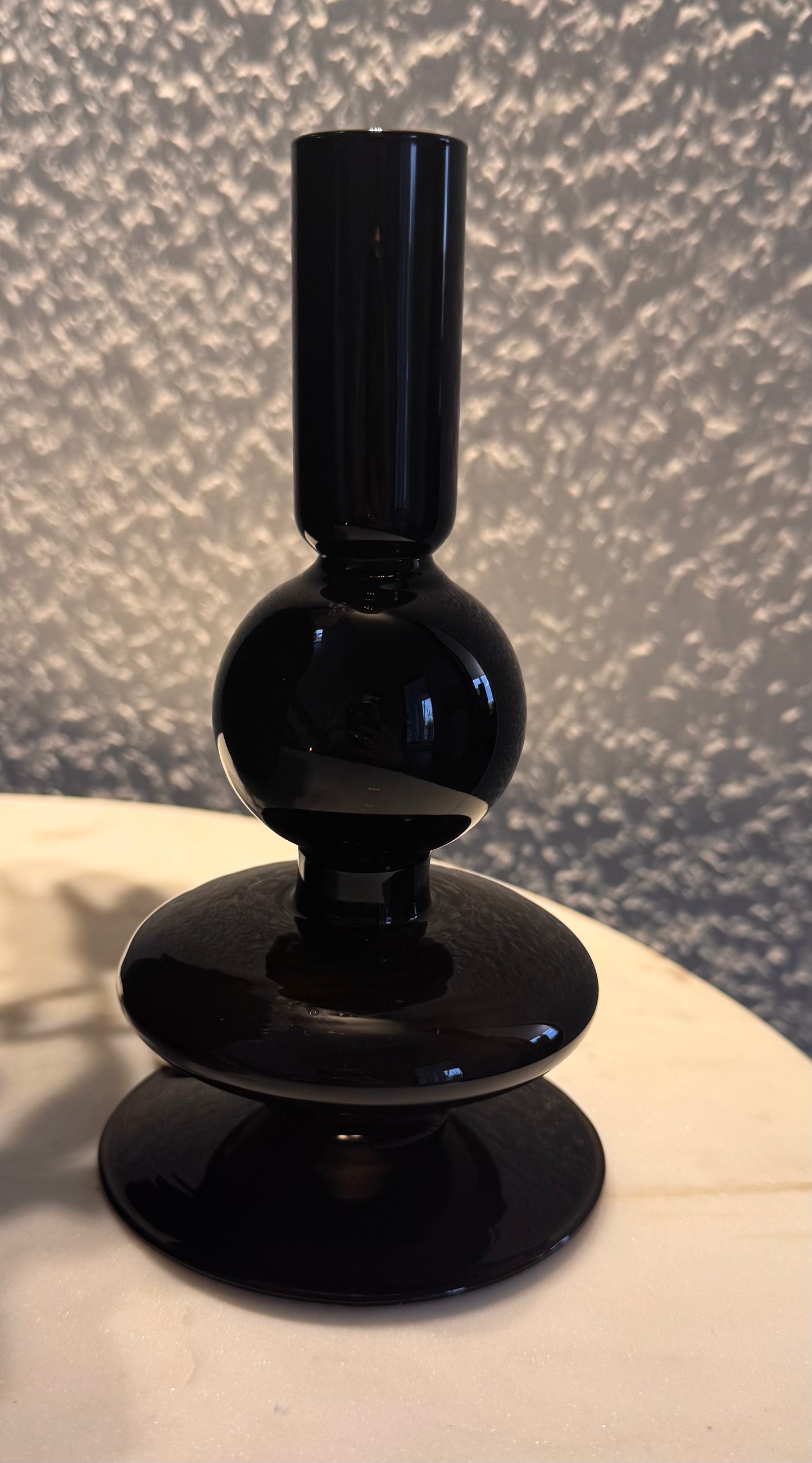 Kerzenhalter Glas Sparkle Double Ring  schwarz von Present Time