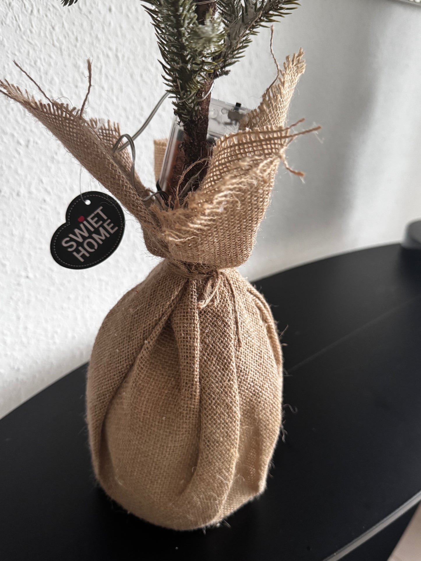 Tannenbaum mit LED-Beleuchtung und Jutesack 120 cm