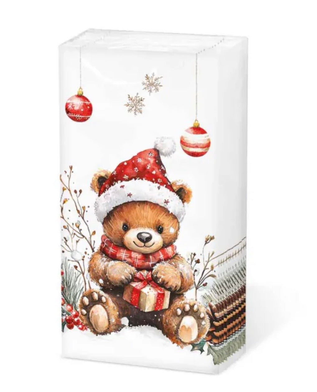 Taschentücher mit weihnachtlichem Teddymotiv von Ambiente – 10 Stück